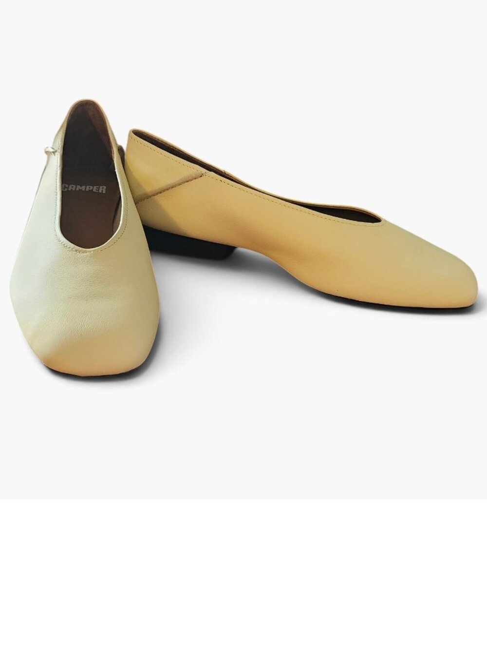 NEW Camper Casi Myra Yellow Calfskin Ballerina Flats Ortholite footbeds Size 6